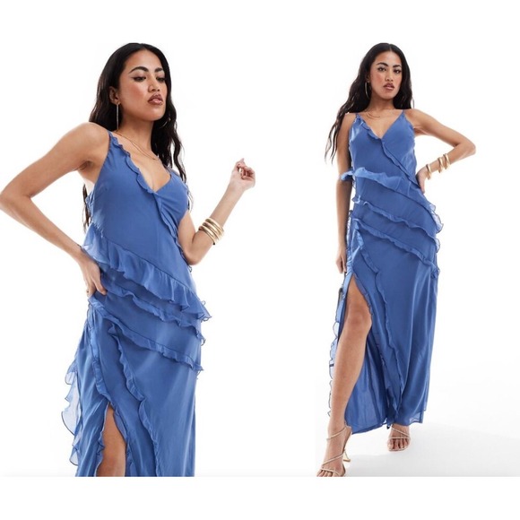 Abercrombie & Fitch Dresses & Skirts - Abercrombie Powder Blue Ruffle Maxi Dress